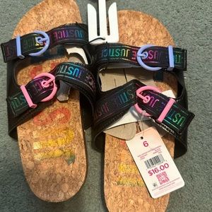 Brand new girls size 6 justice sandals